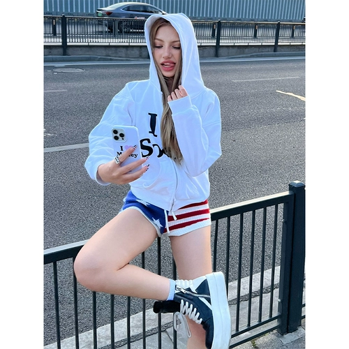 Трикотажные шорты, штаны, в американском стиле, на шнурках, в обтяжку, по фигуре