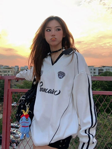 Спортивная осенняя футболка, спортивный большой лонгслив, США, V-образный вырез