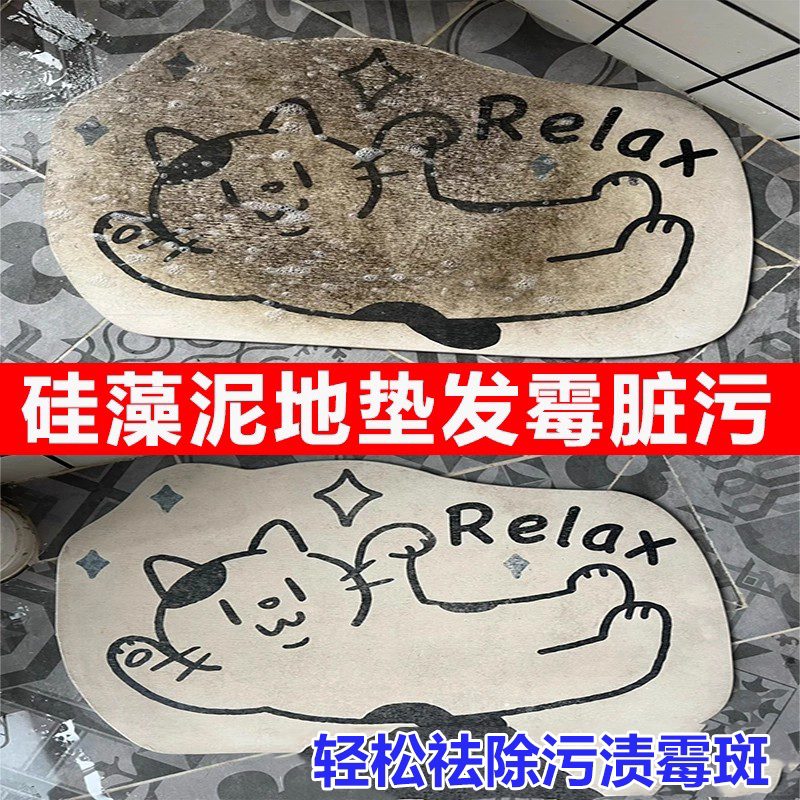 Diatomaceous Earth Floor Mat Mold Removal Cleaner, Special Stain Remover for Bathroom Carpets, Washable, Cleaning Agent Artifact Wg