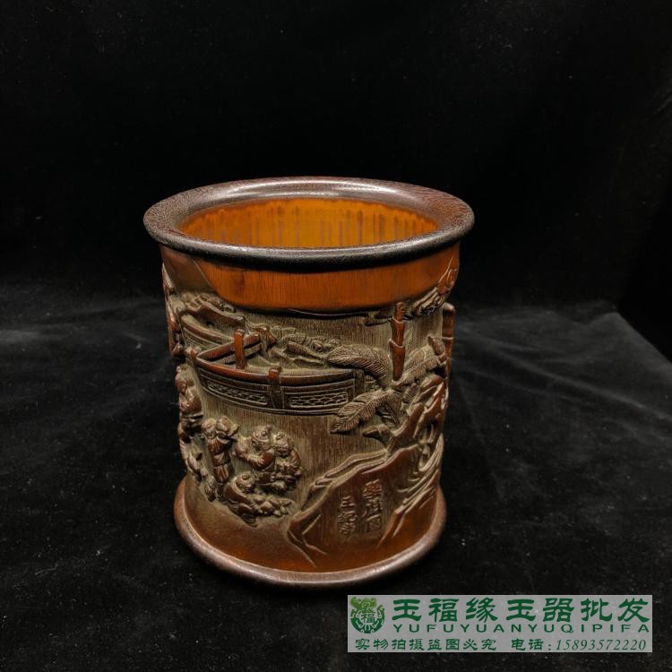 Ancient Play Miscellaneous Early Collection Old Objects Bamboo Engravings Figure 100 Subgraph Seiko Bamboo Brush Barrel Swing Pieces