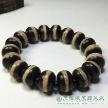 Tibetan weathered old agate first-line medicine teacher beads abacus beads bracelet black and white sky beads men and women handwear