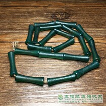 辽金老玛瑙竹节管链子绿鸡骨珠包浆浑厚孔道自然高古手工老玛瑙