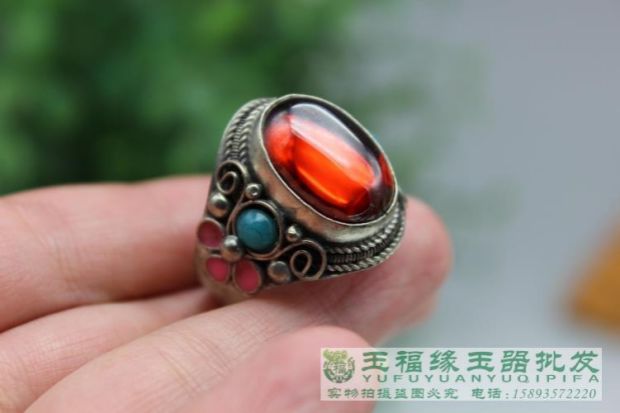 Cổ linh tinh Bạc cổ Inlay Nhẫn Nhẫn Cloisonne Handmade Thủ công mỹ nghệ Nhẫn nữ Bán buôn nhẫn nam kim cương