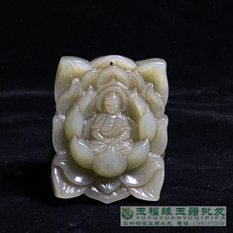 Ming and Qing Dynasty old Hetian jade antique jade collection imitation ancient jade pieces Lotus Buddha statue brand pendant jade pei old objects