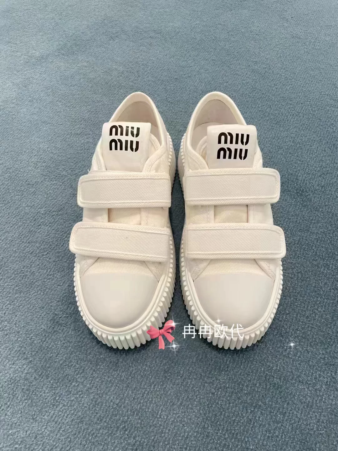 Miumiu, кроссовки спортивные на липучке, белые