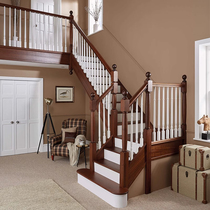 Solid wood integral stair handrails indoor home duplex revolving American villa red oak straight ladder whole house customization