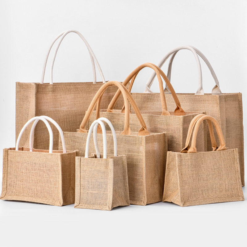 Linen Tote Bag, Canvas Bag, Linen Women's Fashionable Small Outing Bag, DIY Large-Capacity Bag, Lunch Bag