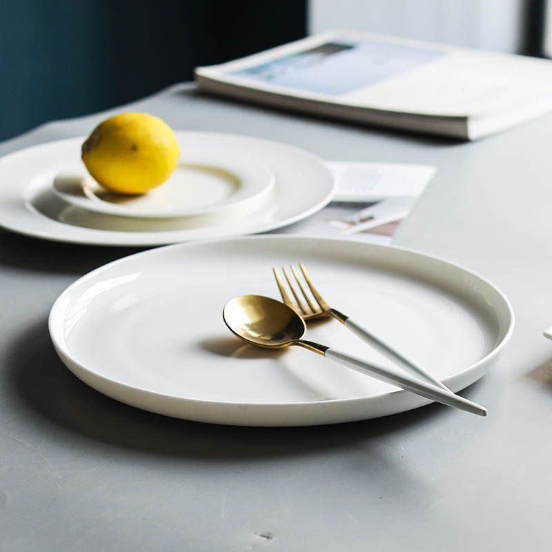 Element treasure creative Japanese plate dinner plate ceramic household pure white ipads porcelain