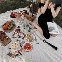 Outdoor picnic mats Inwind white French style picnic fabric red items Camping Tent Mat Beach Mat table Bouthick