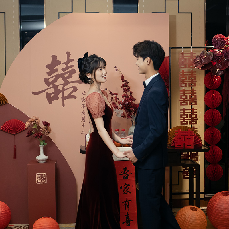 Chinese order wedding banquet KT board arrangement decoration background wall small pendulum pieces complete wedding wedding brief Greeting Card Customisation-Taobao