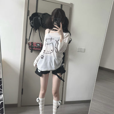 [Cat Language Diary] Original 2D otaku cute cat direct printing printed summer couple long-sleeved smock
