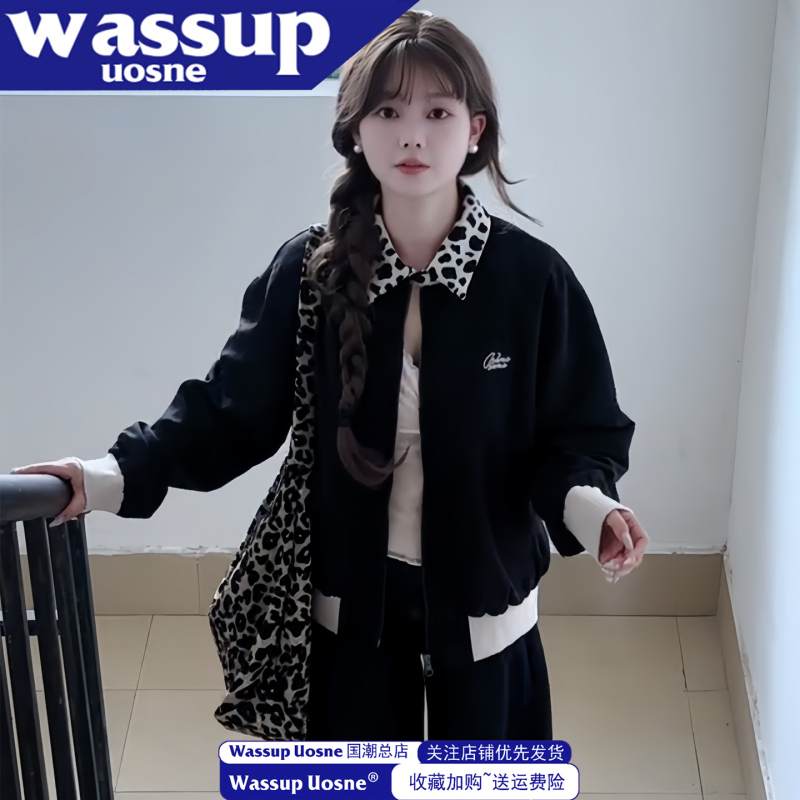 Japanese-Style Lapel Patchwork Black Jacket for Women, New Autumn Vintage High-End Embroidered Color-Blocking Short Jacket Top