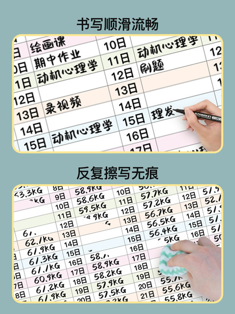 Yifei check-in schedule wall sticker refrigerator magnet couple food calorie table comparison table self-discipline check-in weight loss calendar artifact sports fitness muscle gain training plan lazy slimming record sheet