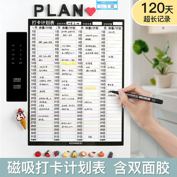 Easy-To-Use Check-In Schedule Wall Sticker, Refrigerator Magnet, Couple Food Calorie Comparison Chart, Self-Discipline Chart, Check-In Weight Loss Calendar, Exercise Fitness Muscle-Building Training Plan, Lazy Person Slimming Record Chart