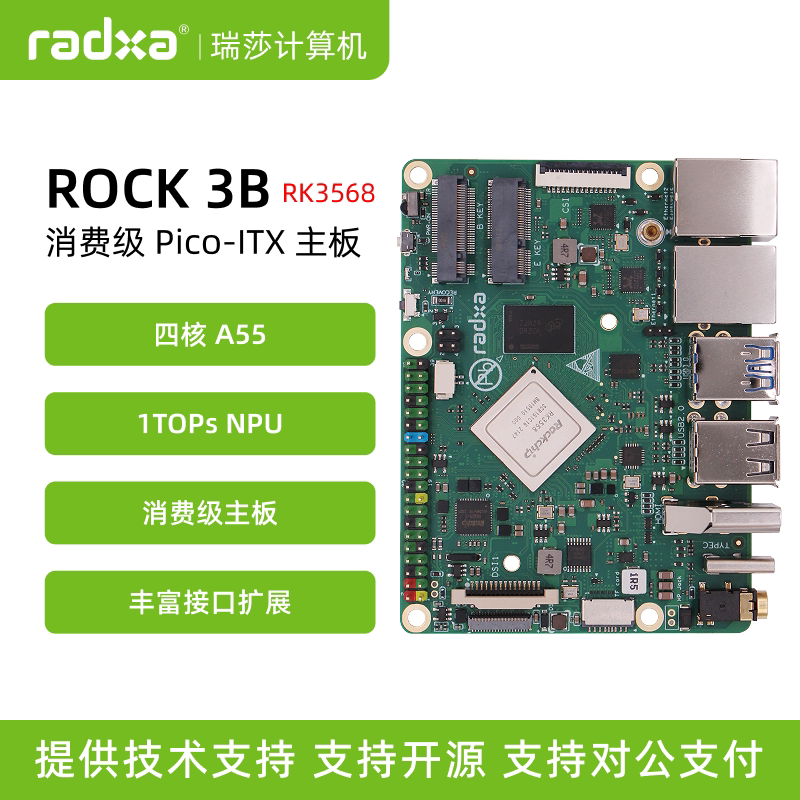 Risha Consumer-Grade/Industrial-Grade Mini Motherboard Rock 3B Rk3568 4-Core Cpu Dual Network Ports