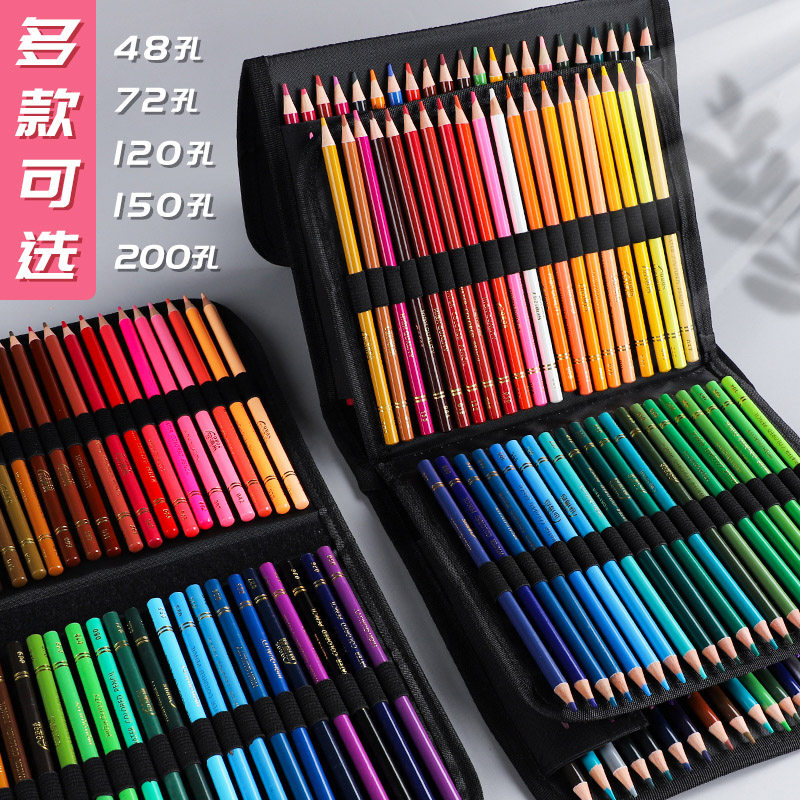 Canvas Pen Roll Large Capacity Colored Pencil Storage Bag 48 Colors 72 Pieces 120 Holes Boys and Girls Pencil Case Art Painting