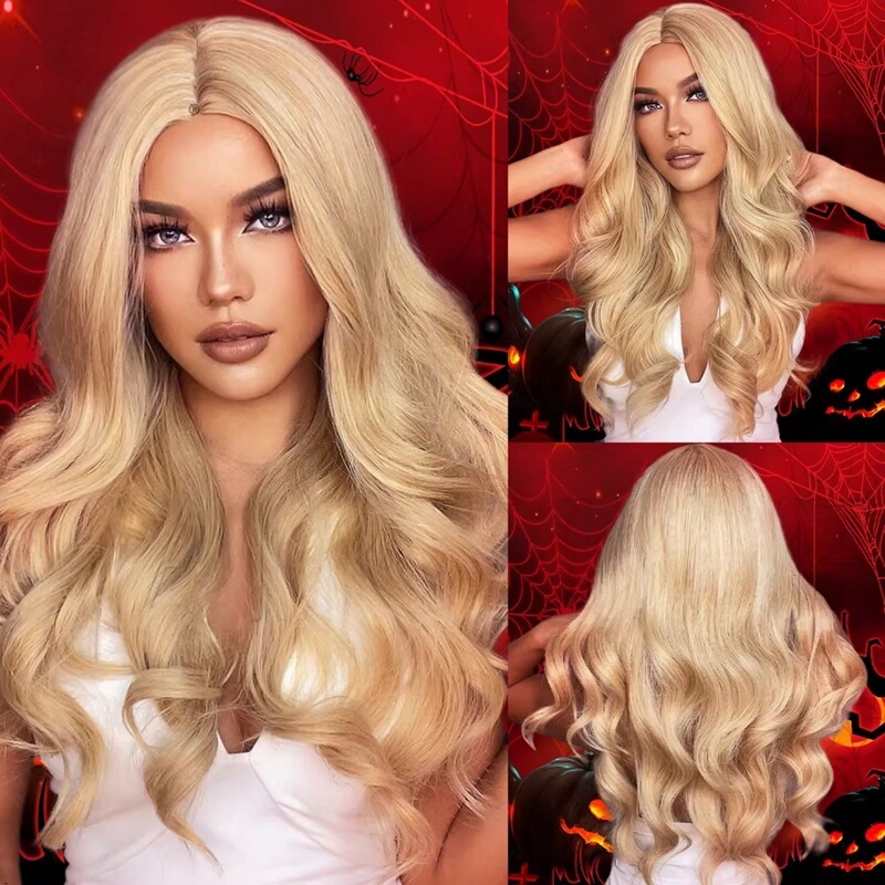 Long Curly Blonde Mid-Parting Hair Wig Long Curly Blonde Mid-Parting Hair Wig