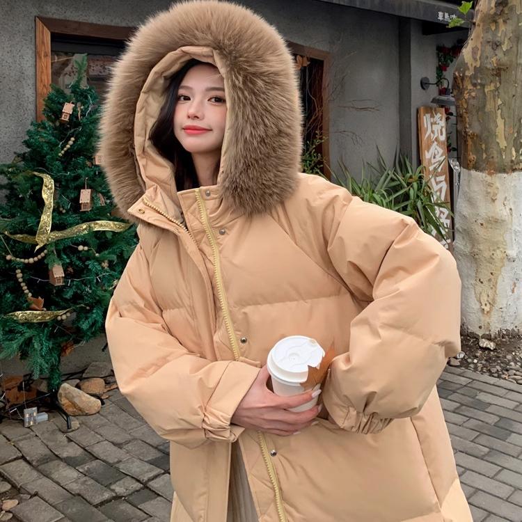 【Champs-Elysées Ode】Winter Fur Collar down Jacket New 2025 Thickened White Duck down Mid-Length Loose Slimming Coat