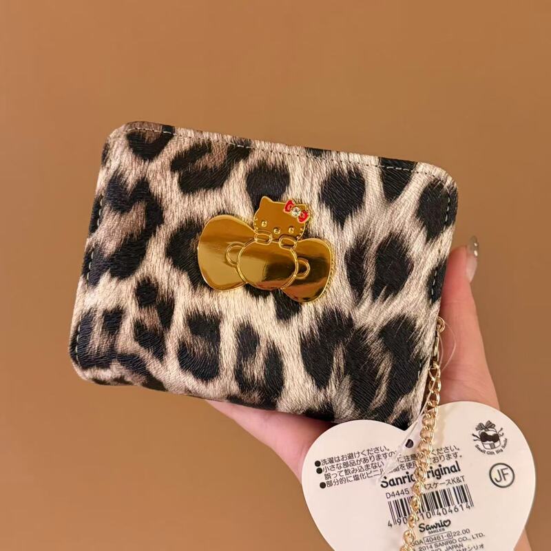 Super Cute Kitty Collaboration Leopard Print Short Wallet with Multiple Card Slots, Coin Purse, Card Holder, Adorable Brown Wallet Super Cute Kitty Collaboration Leopard Print Short Wallet with Multiple Card Slots, Coin Purse, Card Holder, Adorable Brown Wallet