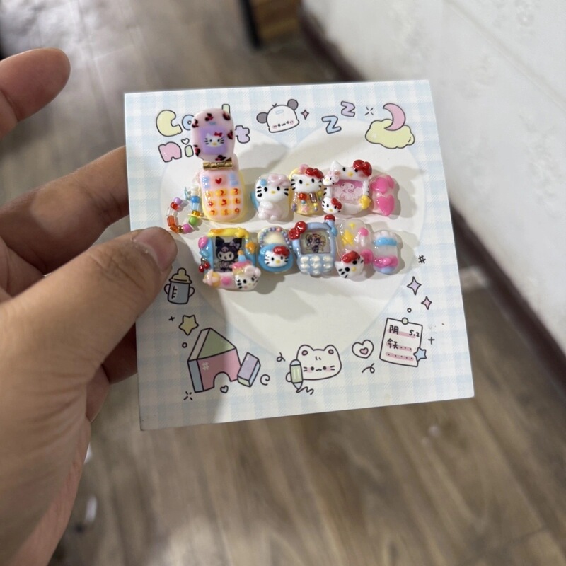 3D Hello Kitty Nail Stickers Ins-Style Phone Kt Cute Girl Press-On Nails
