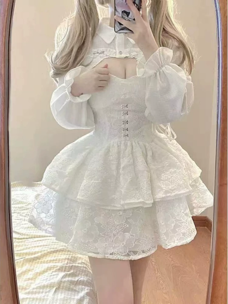 [Lolita платье Женщины элегантное сладкое кружевное платье и реквизит服饰]