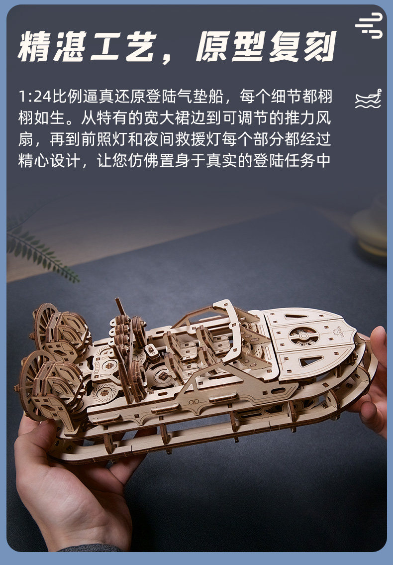 Корабль ugears两栖气垫登陆船双扇木质拼装模型船模拼图机械玩具男生 Корабль ugears两栖气垫登陆船双扇木质拼装模型船模拼图机械玩具男生