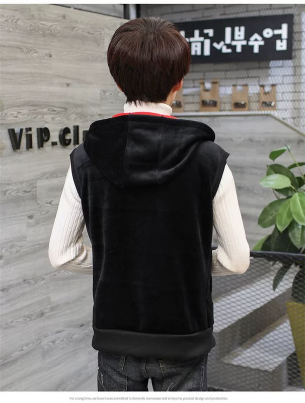 Áo khoác dạ dày cộng với nhung vàng nhung vest vest nam mùa đông Hàn Quốc xu hướng áo khoác cotton nữ trung học áo vest dạ nam