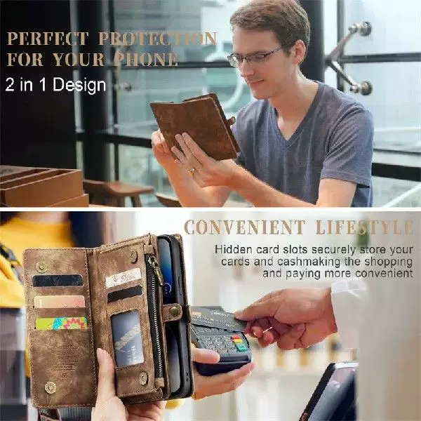 Кожаный магнитный чехол-книжка Case Me для iPhone 15 14 13