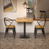 New industrial style solid wood clear bar dining table and chair combination catering burger dessert shop small square table square table