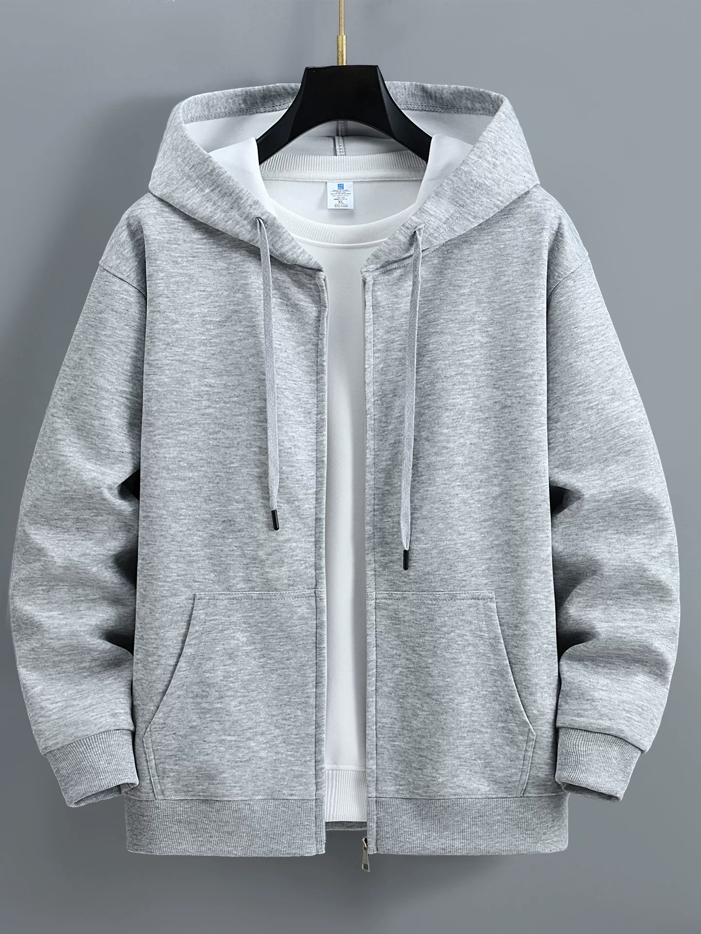 Hoody, sweatshirt, solid warm jacket with zipper