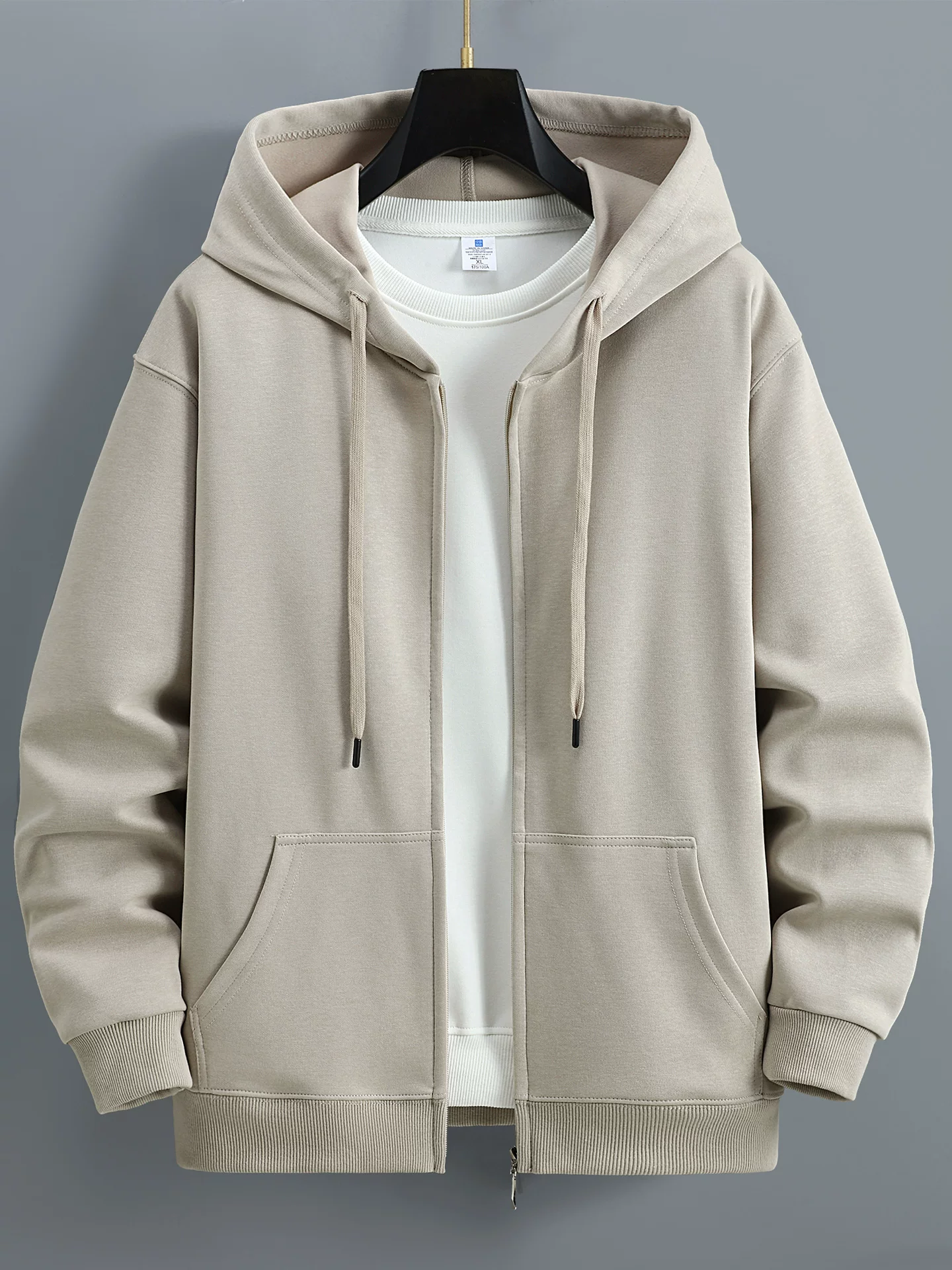 Hoody, sweatshirt, solid warm jacket with zipper