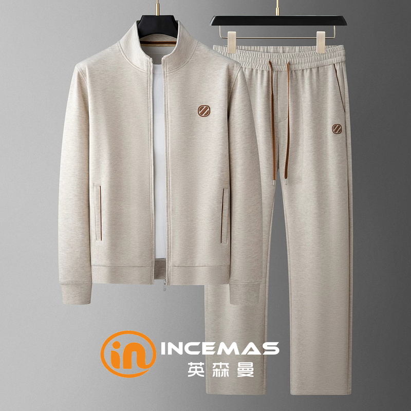Yingsenman [Italian Old Money Style] Autumn Wool Cardigan Sweatshirt Two-Piece Set Men's Casual Sports Suit