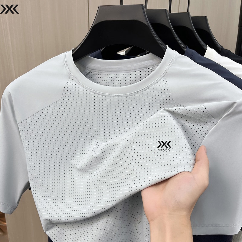 Authentic X-Bionic2026 Summer Ice Silk Short-Sleeved Sports T-Shirt for Men, Round Neck, Quick-Drying, Breathable and Cool-Feeling Top for Men