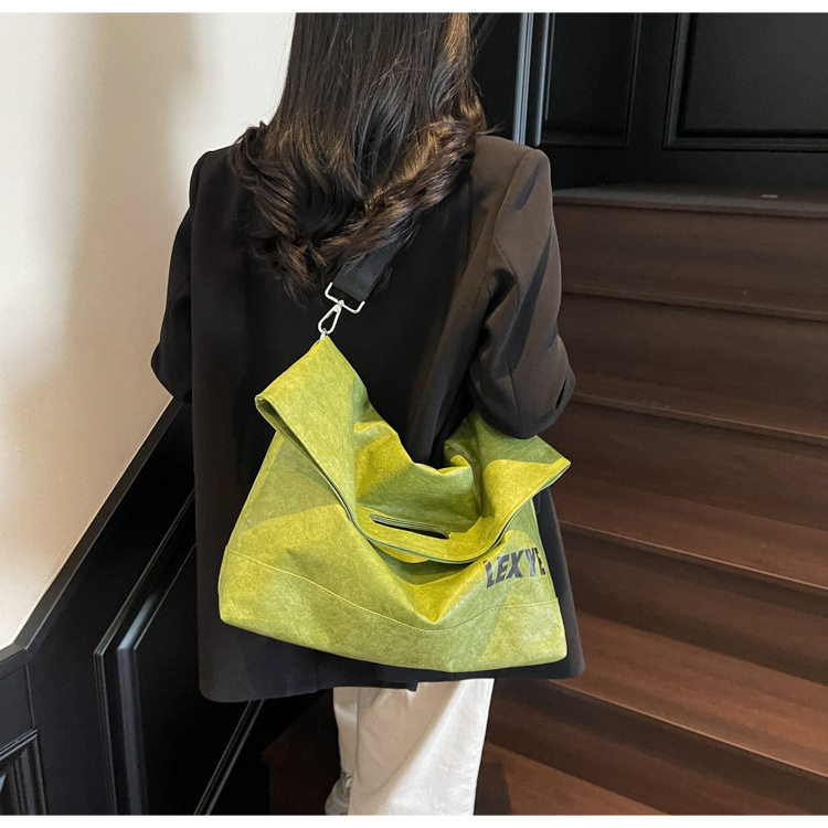 Custom Logo Tyvek Paper Tote Bag - Large Capacity Crossbody Handbag, Korean Style Commuter Soft Leather Textured Creative Tote - Thumbnail 4