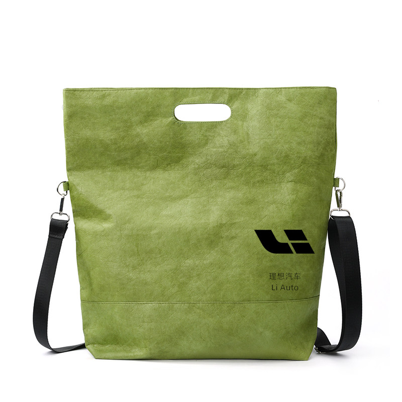 Custom Logo Tyvek Paper Tote Bag - Large Capacity Crossbody Handbag, Korean Style Commuter Soft Leather Textured Creative Tote - Thumbnail 6