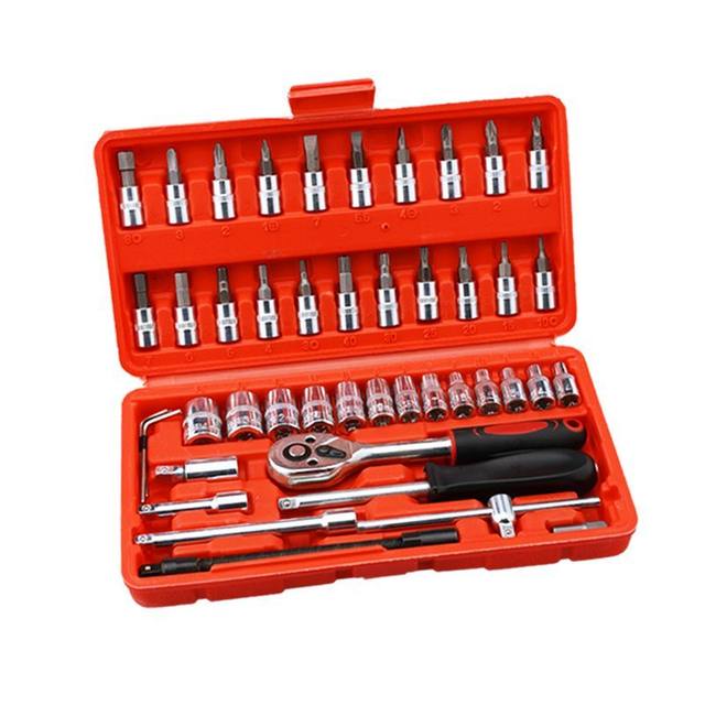 Electric vehicle maintenance tools collection Motorcycle bike repair tools set 46-piece combination full ratchet wrench