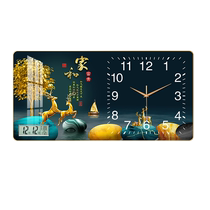 Fine shuttle decorative painting clock light luxury modern wall clock living room home fashion 2023 new restaurant clock 3266