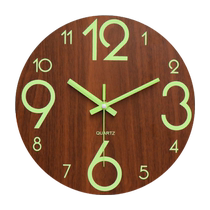 Jingsuo creative luminous wooden wall clock living room modern simple home quartz clock energy storage luminous clock 3266