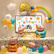 Peppa Pig Birthday Scene Decoration Tv Projection Screen 3-Year-Old Boy Girl George Balloon Background Wall