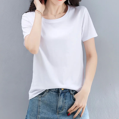 T3纯棉ins短袖女韩版修身打底圆领纯色T恤夏款短袖