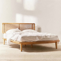 B&B hotel apartment creative furniture rattan bed Nordic rattan art rattan art solid wood bed