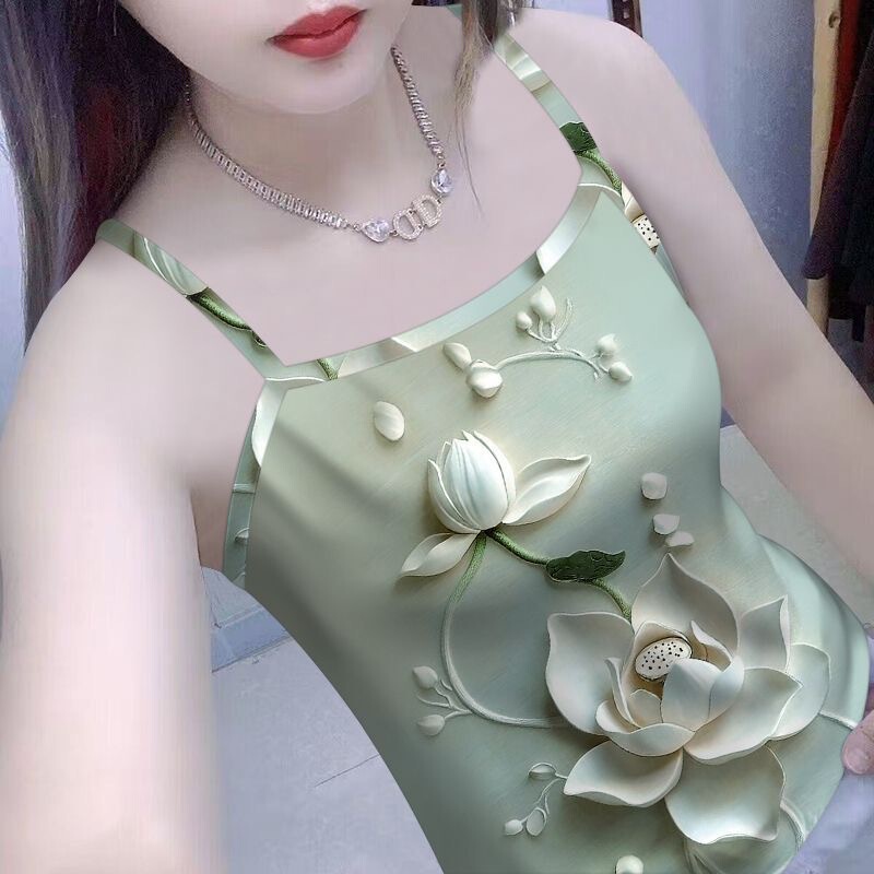 2026 Summer New Stylish and Fashionable New National Style 3D Printed Sleeveless Camisole Inner Wear Women's Base Shirt