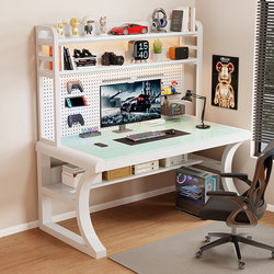 Computer Desk Desktop Desk Bookshelf Integrated Table Bedroom For Home Desk Tempered Glass Workbench E-Sports Table