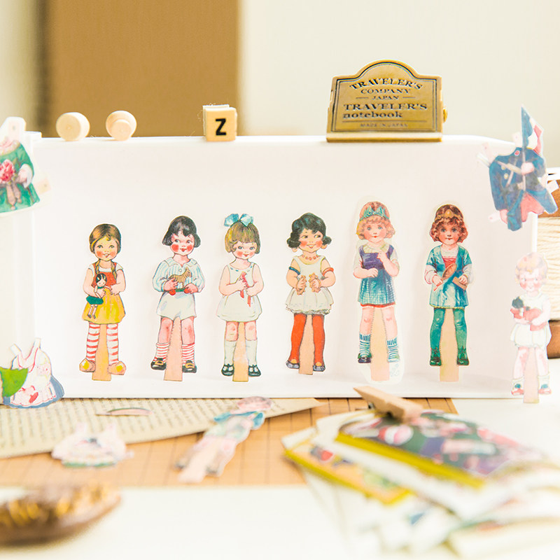Tomato doll dressing and paper tape cute retro character girl with off-type paper hand account diy sticker