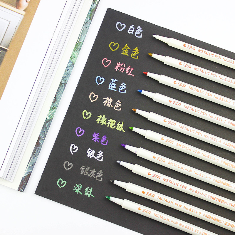 STA multi-purpose metal pen photo pen photo album pen brush black paper special 10 colors optional