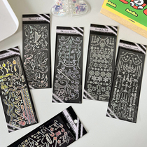 Outline Galactic Bronzed Silver card stickers Snowflake music score for starry small carte diy decorative material Adorable Collage
