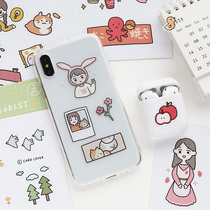 ins cute characters handbill stickers salt sweet stuff hand ledger mobile phone shell water glass decoration waterproof and transparent PVC paste