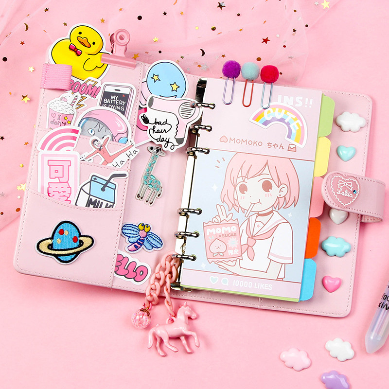 Korea ins pink girl heart hand book loose-leaf hand book set hipster travel diary notebook