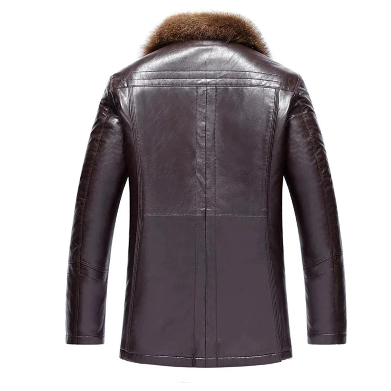 [New Winter Mens Clothing Raccoon Sheep Genuine Leather Long]