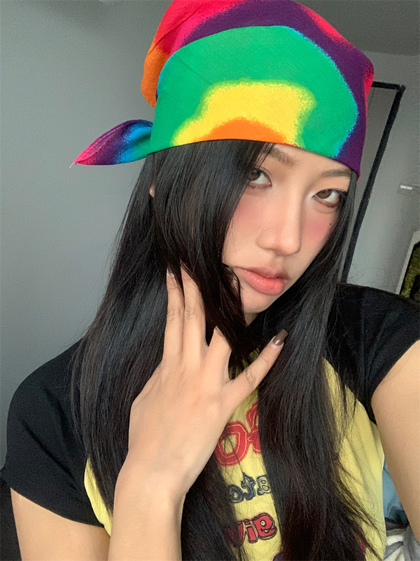 Future Hot Girl~ Gradient Color Rainbow Headscarf Hat Dopamine Trend Triangle Scarf Unisex Headwear Headscarf Future Hot Girl~ Gradient Color Rainbow Headscarf Hat Dopamine Trend Triangle Scarf Unisex Headwear Headscarf